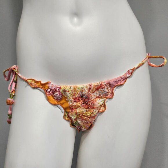 Pq Swim Embroidered Lettuce Edge Bikini Bottom - Picture 2 of 12